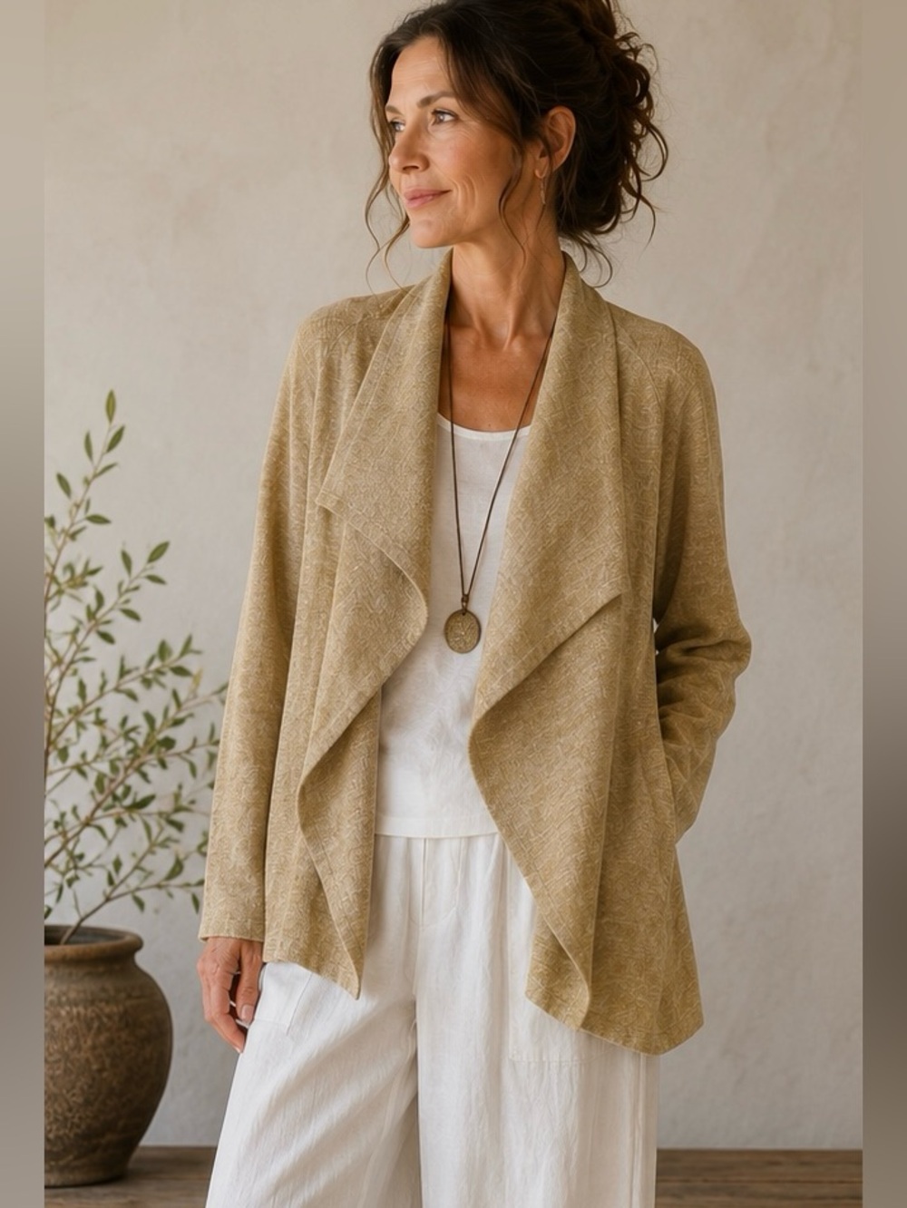 Vintage Emmelle Camel Draped Jacket Avant Garde Lagenlook Art To Wear S